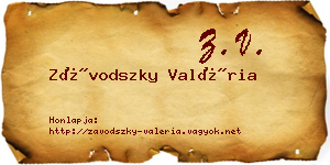 Závodszky Valéria névjegykártya